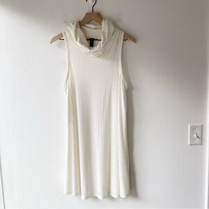 forever 21 cream ribbed cowl neck mini dress size m medium